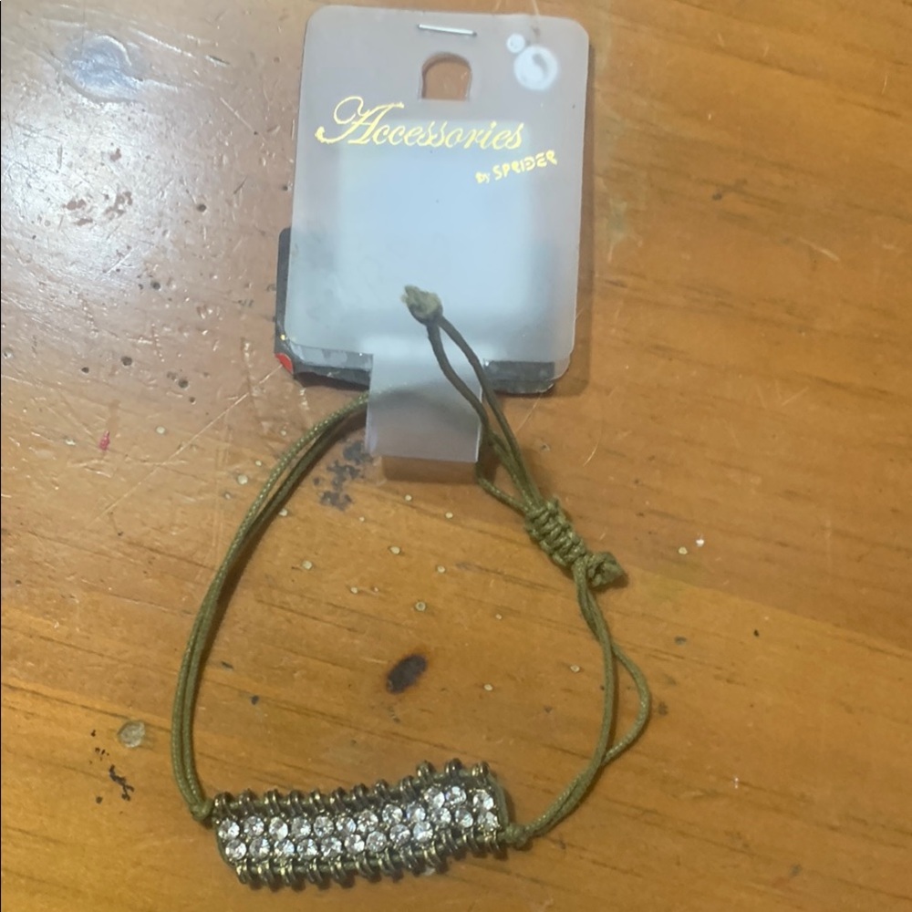 Ice Green and Silver Hair Accessory with Sparkling Accents Bracelet adjust
